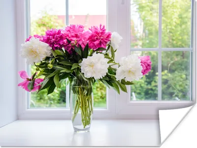Produktbild von MuchoWow® Poster Blumen - Pfingstrosen - Vase 40x30 cm - Plakate für die Wände - Poster Wohnzimmer