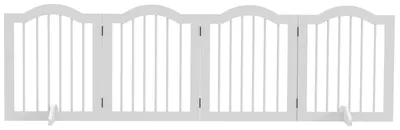 Produktbild von Hunde-Absperrgitter faltbar 4 Paneele mit Stützfüßen für Treppen Flure Türen MDF Massivholz WeiØ 208 x 61 cm