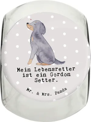 Produktbild von Mr. & Mrs. Panda Bonbonglas Gordon Setter Lebensretter XL 2000ml - Grau Pastell - Geschenk, Jagdhund, glasbehälter, aufbewahrungsglas, Keksdose, Shetter, Dose