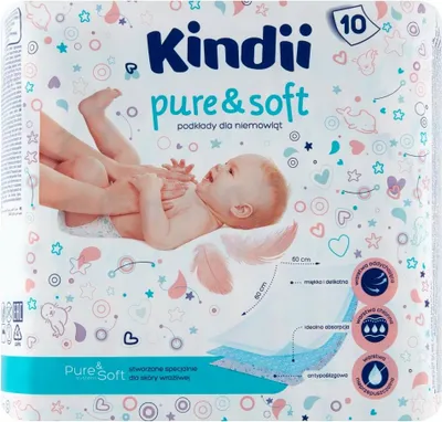 Produktbild von Kindii Pure & Soft Unterlagen 60x60cm, 10 Stück