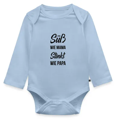Produktbild von Spreadshirt Süß Wie Mama Stinkt Wie Papa Humor Tages Baby Body Langarm, 86 (12-18 M.), Hellblau
