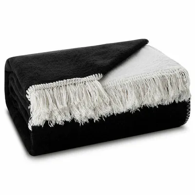 Obrázok produktu pre Eurofirany Deka s strapcami 150x200 cm čierna biela 450 GSM Deco
