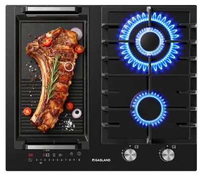Produktbild von Gasherd – Induktion und Gas – 60 cm – Einbaugerät – Schwarzglas – Für Gas 20 mbar und Flüssiggas