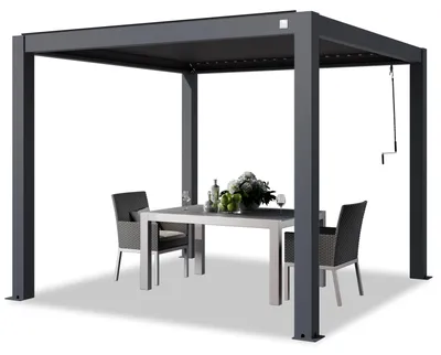 Produktbild von PRIMEYARD Pergola 3x3 m Aluminium Pfosten mit Lamellendach aus Aluminium anthrazitfarbene Terrassenüberdachung