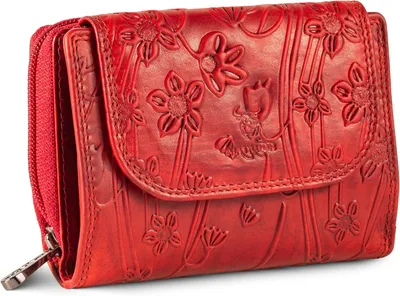 Produktbild von Damen Leder Geldbörse Rot mittelgroß RFID Schutz viele Kartenfächer Portemonnaie elegant Geschenkbox Geldbeutel Luxus Brieftasche Wallet