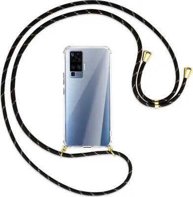 Produktbild von Handykette Backcover-Schutzhülle mit Band (Metall goldfarben) für vivo X50 Pro, X51 5G - schwarz/gold