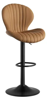Produktbild von Barhocker Höhenverstellbar mit Lehne 360° Drehbar Stoff Braun 1er Set