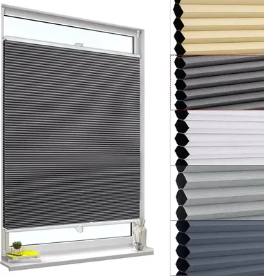 Produktbild von Plissee ohne Bohren, Verdunkelung, Thermo, Dunkelgrau 75x130 cm