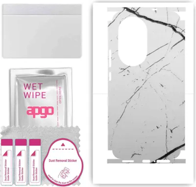 Produktbild von apgo Rückseite + Seiten Schutzfolie, Skin, kompatibel mit Huawei Nova 12 Pro, Hinten Displayschutzfolie aus Vinylfolie, kratzfest, einfache Montage - Weißer Marmor