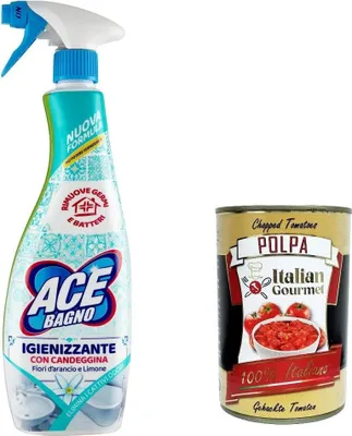 Produktbild von 3x Ace Bagno, igienizzante con Candeggina, Badezimmerentfetter Entfetter Reiniger 500ml + Italian Gourmet polpa 400g