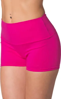 Produktbild von Alkato Damen Sport Shorts mit Hohem Bund Hotpants Radlerhose Long Shorts, Farbe: Pink, Größe: 36