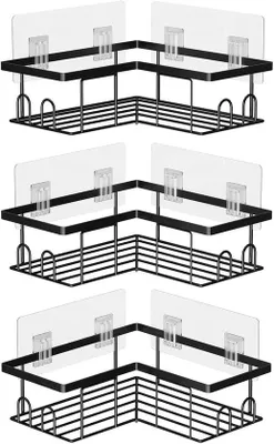 Produktbild von Famanu Duschcaddy Set 3-teilig - Bohrfrei, selbstklebend, schwarz