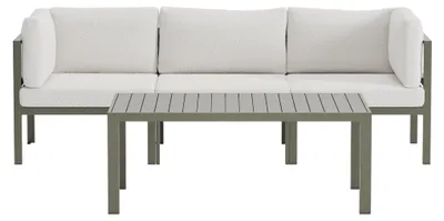 Produktbild von Copacabana Garten Lounge 3-Sitzer-Sofa und Couchtisch braun.