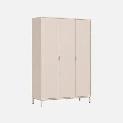 Produktbild von sweeek - Garderobe mit Heveaholz und Metall 5 Regalböden und 1 Kleiderstange - Beige