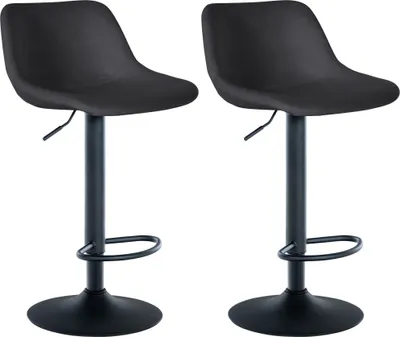 Produktbild von CLP 2er Set Barhocker Loft mit Rückenlehne und 360 drehbar schwarz Material Samt