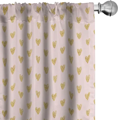 Produktbild von ABAKUHAUS Herzen Vorhänge, Gardinen, Hintergrund mit abstrakten Dainty Passionate Love Theme Valentine, 2 Stück 75 x 245 cm, Eierschalenfarben