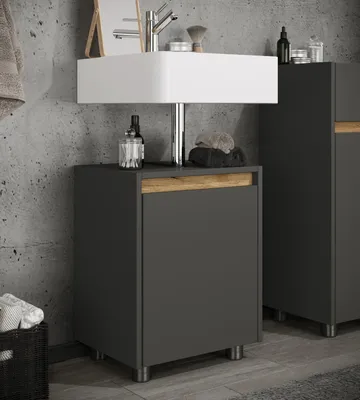 Produktbild von VCM Waschbeckenunterschrank, Holz Badschrank mit 1 Drehtür, H. 55 x B. 42 x T. 33 cm, Badunterschrank für das Gäste-WC, Cosila
