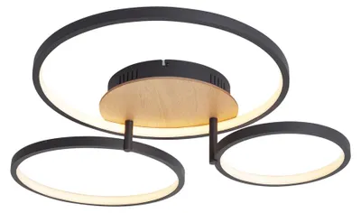 Zdjęcie produktu dla Nowoczesna lampa sufitowa z drewna z diodami LED, 3 stopnie jasności, 3 punkty świetlne, model Rondas
