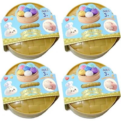 Produktbild von Realistisches Riesen-Knödel-Quetschspielzeug mit Bambus-Dampfgarer, weicher TPR-Teigball, Entspannungs-Fidget-Spielzeug, lustige kreative 4 Stück