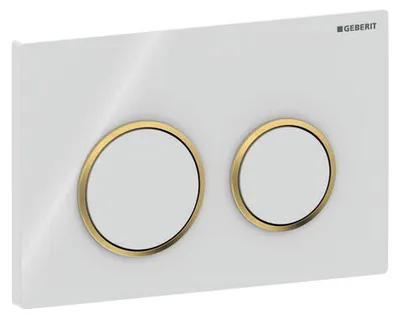 Produktbild von Geberit Abdeckplatte Omega 20 115,085,KK,1 2-Mengenspülung Gold-Hochglanz/Weiss