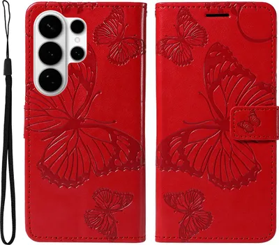 Produktbild von Samsung Galaxy S26 Ultra Hülle - Coverup Schmetterlinge Klapphülle - Rot
