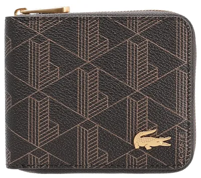Obrázok produktu pre Lacoste The Blend Compact – peňaženka na zips, kapacita 3 karty, 11 cm (jednofarebná, tmavá čierna, odtieň "shitake")