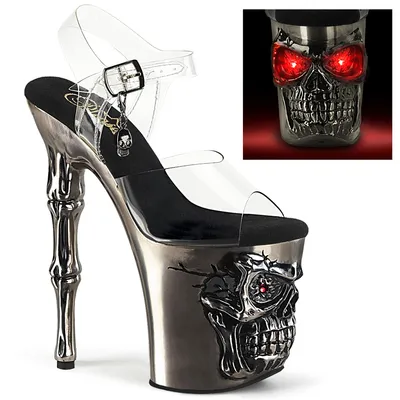 Produktbild von RAPTURE-808-LT Pleaser Damen High Heels Plateausandaletten klar Satin zinn Chrom