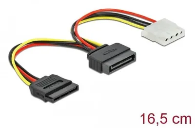 Produktbild von DeLOCK SATA/Molex + SATA, 0,165 m, SATA 15-Pin, Männlich, Weiblich, Mehrfarbig
