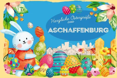 Produktbild von vianmo Holzschild 12x18 cm Ostergrüße ASCHAFFENBURG