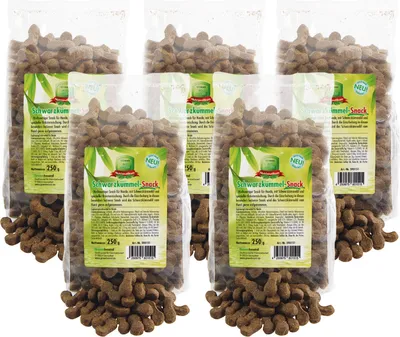 Produktbild von 5 x 250g - hochwertiger Schwarzkümmel Snack - mit Schwarzkümmelöl und Kräutermischung