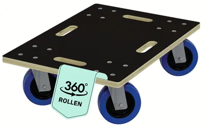 Produktbild von HAGO24 Transportroller 35 x 50 cm 800 kg Tragkraft Möbelroller Multiplex 18mm Rollbrett CNC-gefräst Gummirollen 360° drehbar Griffmulden Rutschfest Umzug Werkstatt Lager