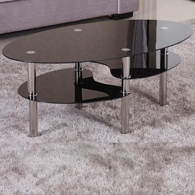 Produktbild von HOOZ Couchtisch 98x55cm mit Ablage in schwarz Glas