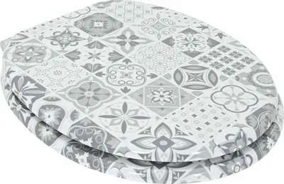 Obrázek produktu pro vidaXL Toaletní sedátko s tichým zavíráním, modré a bílé, porcelán, 44 x 38 cm