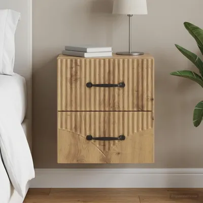 Image de vidaXL Table de chevet murale en chêne Artisan 34,5 x 33 x 40 cm