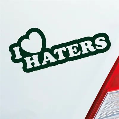 Produktbild von Auto Aufkleber I Love Haters Lustig Spruch 15x6 cm Dunkelgrün Sticker Heckscheibenaufkleber