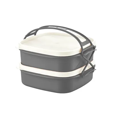 Immagine prodotto di Contenitore per il pranzo Herzberg a due scomparti, dimensioni approssimative: 21,5 cm x 19,5 cm x 15,3 cm