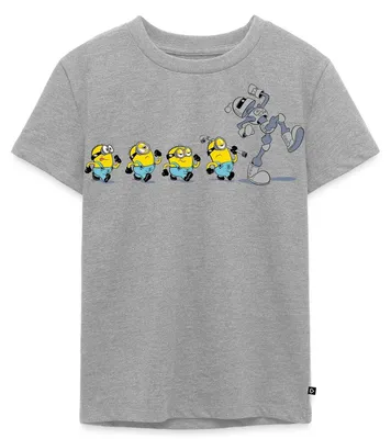 Produktbild von Spreadshirt Minions Marsch Mit Roboter Kinder Premium T-Shirt, 134/140 (8 Jahre), Grau meliert