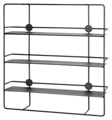 Wandregal aus Stahl, 3 Böden, 53x56x14 cm, schwarz, modern