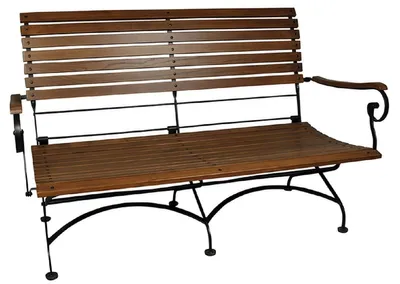 Immagine prodotto di Casa Padrino Panca da giardino liberty marrone scuro / nero 150 x 62 x h. 96 cm - Panca da giardino pieghevole - Mobili da giardino in legno e ferro - Mobili da giardino barocchi e liberty