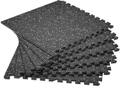 Image de Tapis de sol en caoutchouc pour salle de sport à domicile, composé de 6 dalles de 60 x 60 cm