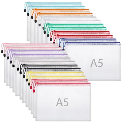 Produktbild von Dokumententaschen A5 PVC mit Reißverschluss 24 Stück 12 Farben