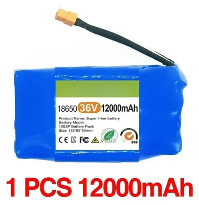 Obrázok produktu pre 36V lítiovo-iónová batéria – batériový balík 10S2P – kapacita 12000 mAh – opakovane nabíjateľná – pre hoverboard a samo-vyvažovacie skútre – pre elektrické monokolesá