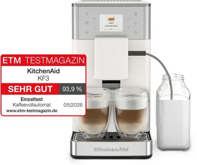 Produktbild von KitchenAid 5KES8453EPL, Espressomaschine, 1,8 l, Kaffeebohnen, Eingebautes Mahlwerk, Silber, Weiß