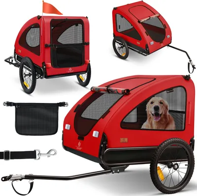 Produktbild von KESSER® Hundeanhänger Boxer 2-in-1 Hundebuggy Fahrradanhänger groß ca. 250L Volumen - Inkl. Fahne und Tasche - 600D Oxford Canvas, Klappbar SmartSpace Concept, maximale Belastbarkeit: 45kg