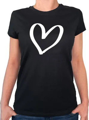 Produktbild von Huuraa Damen T-Shirt Herz Heart S Black Bio Baumwolle Fairtrade Damenshirt Geschenkidee