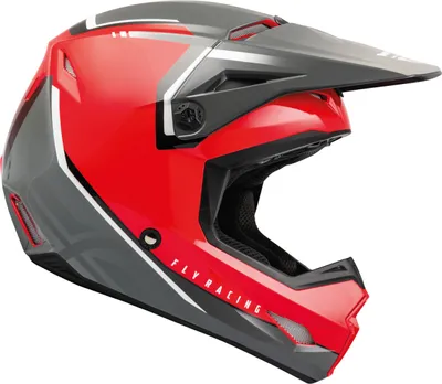 Produktbild von Fly Racing Kinetic Vision Youth Motocross Helm, grau/rot, S