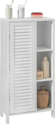 Immagine prodotto di BZR39-W, mobile bagno alto, bianco, con anta a ribalta e vani portaoggetti