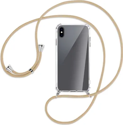 Produktbild von Handykette Backcover-Schutzhülle mit Band (Metall silberfarben) für Apple iPhone XS Max - caramel