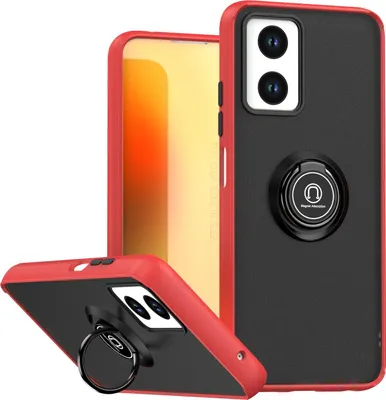 Image de Etui pour ZTE Blade V30 Vita étui TPU translucide mat avec support d'anneau et stand Rouge