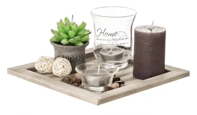 Immagine prodotto di Set regalo decorativo con tavola in legno e portacandele